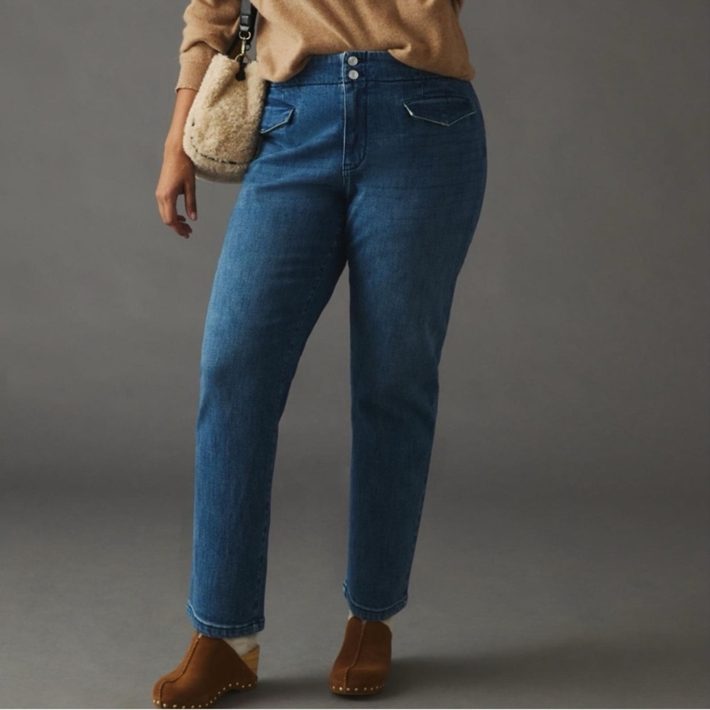 Anthropologie Maeve Bombshell High Rise Slim Straight Jeans Plus Size 20w
